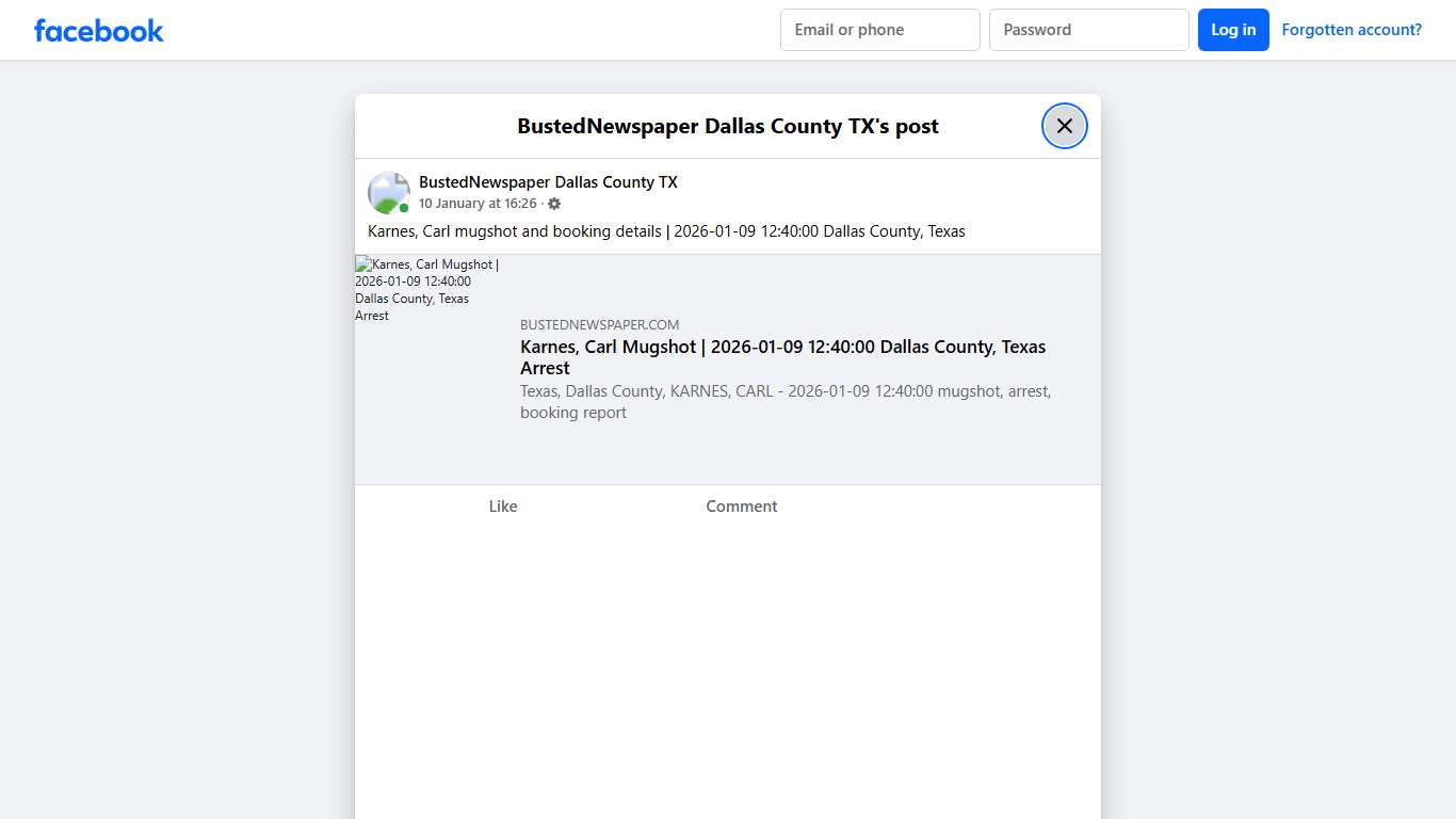 Karnes, Carl mugshot... - BustedNewspaper Dallas County TX | Facebook